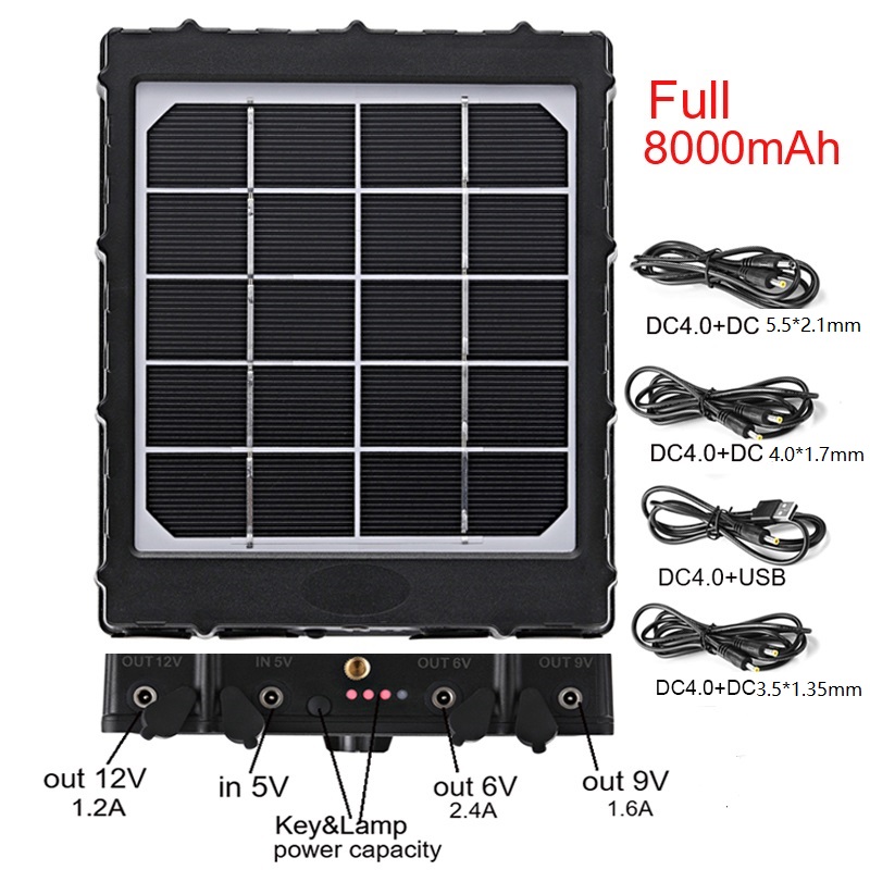 Комплект зарядного устройства панели солнечных батарей 8000amh для камеры слежения за дикой природой
